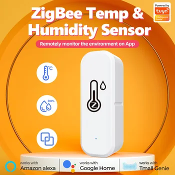 Tuya ZigBee WiFi Temperature and Humidity Sensor Smart Home Indoor Humidity Sensor Works with Alexa Google Smart Life APP 1