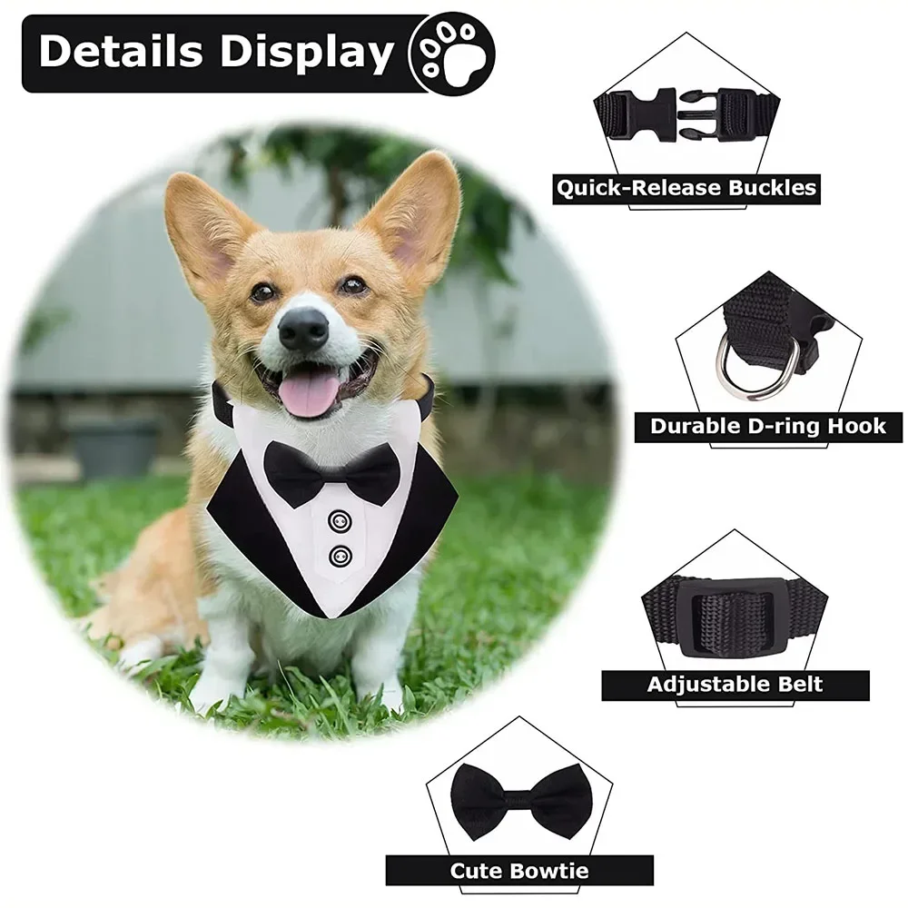 Cravate de chien,stripe-S--Bandanas de smoking formels pour chiens