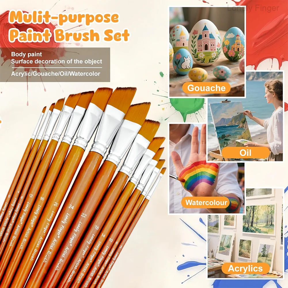 13 Pcs Professional Artist Paint Brush Set For Calligraphy & Art_voghion.com