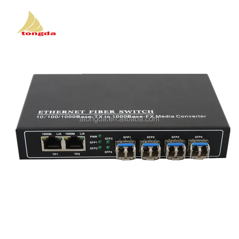 ATONGDA gigabit optical fiber switch 1000Mbps 2 rj45 ethernet ports TO 4 sfp OPTIC sockets wanglink fiber poe switch 1 25g 2sfp fiber 8 10 100 1000mbps ports ieee 802 3 af at over ethernet ip camera