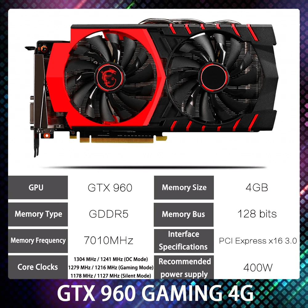 latest graphics card for pc For Msi GTX 960 4GB 4G GDDR5 7010MHz Graphics Card PC Video Card Discrete Graphics Card High Quality Fast Ship graphics card for gaming pc