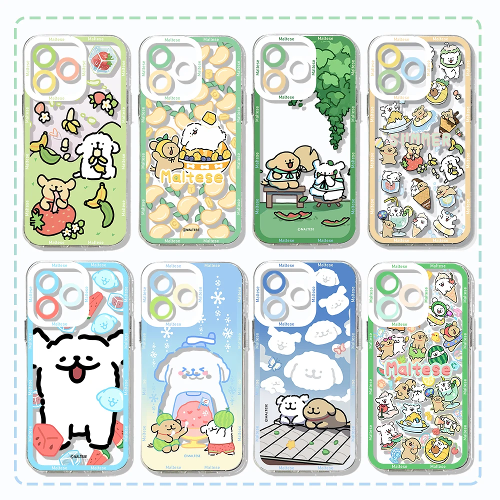 Summer Line Puppy Maltese Clear Soft Phone Case