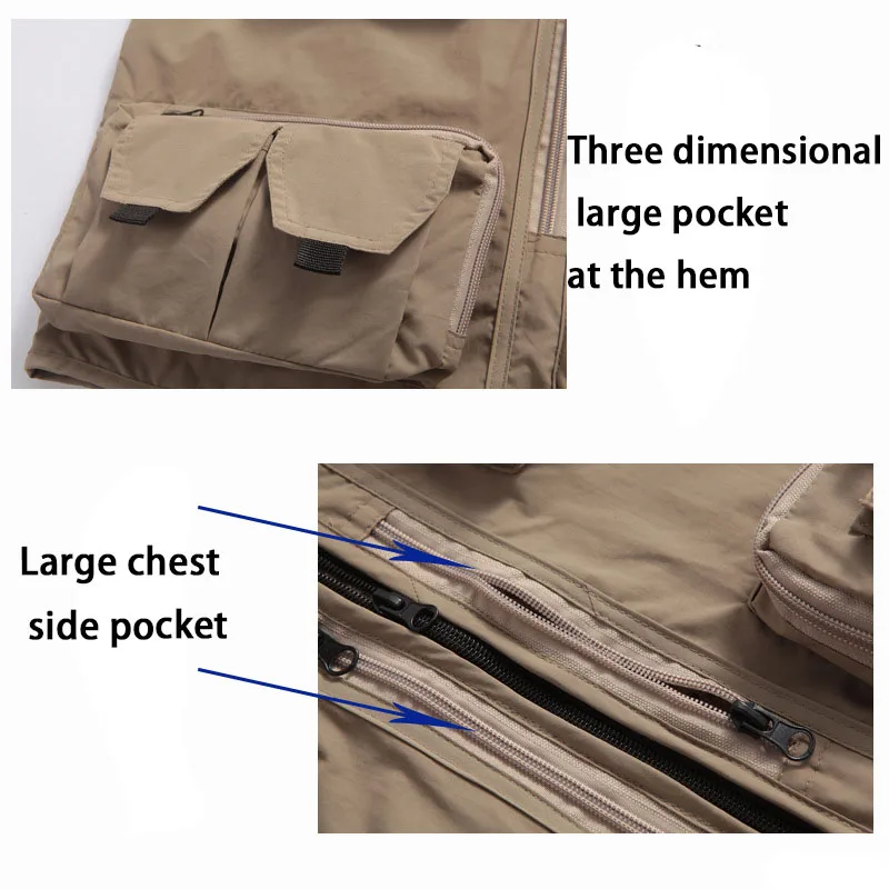 야외 낚시 조끼 다용도 트렌디 조끼 남성용 지퍼 멀티 포켓 메쉬 조끼 여름 작업 조끼 활동용