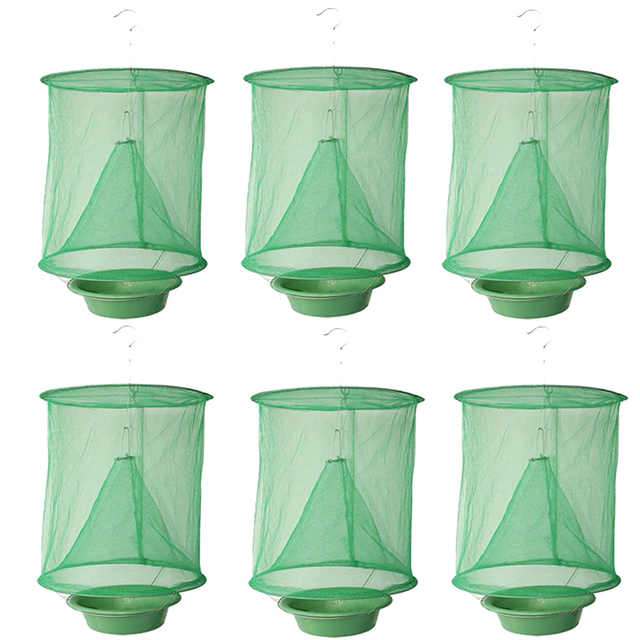 1pc/2pcs/4pcs/6pcs Fly Catcher Killer Pest Control Reusable Hanging Flytrap  Cage Net Traps Garden Hanging Flycatcher