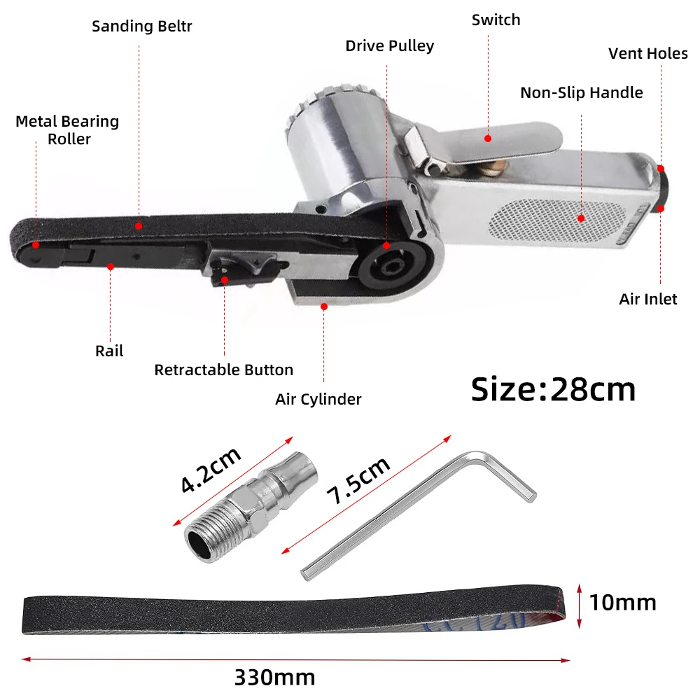 Mini Air Belt Sander Handheld Angle Grinder Industrial Tool For Air Compressor Sanding Pneumatic Tool Woodworking Metal WorKing 2