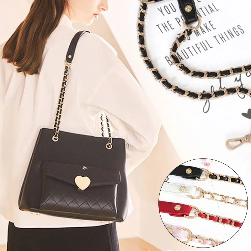 

Shoulder Bag Chain Bag Accessories Leather Bag Chain Metal Chain Bag Chain PU Texture Reduced Pressure Gird Link Chain 1pcs