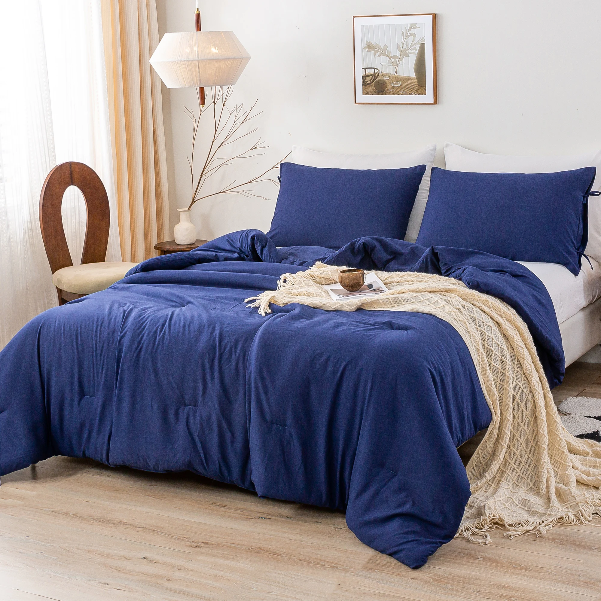 

Twin Size Comforter Sets Ultra-Soft , Comfy Washed Poly cotton 3 Piece Comfort Fluffy, Lightweight but Warm All Season