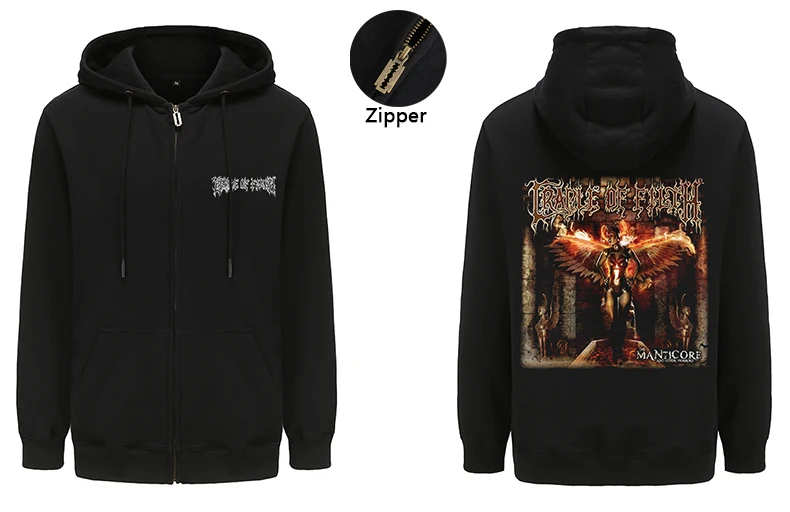 

British Vampire Black Metal Band Cradle of Filth Zip-up Hoodies The Principle of Evil Made Flesh Jackets Mens Zipper Hoody Tops