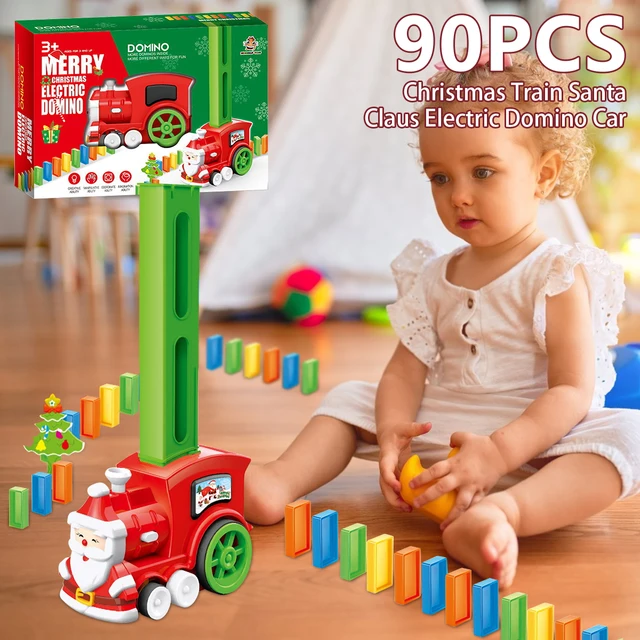 90Pc Kids Domino Train Car Set Sound & Light Automatic Laying Dominoes Brick Blocks Game Educational Christmas Kids DIY Toy Gift 1