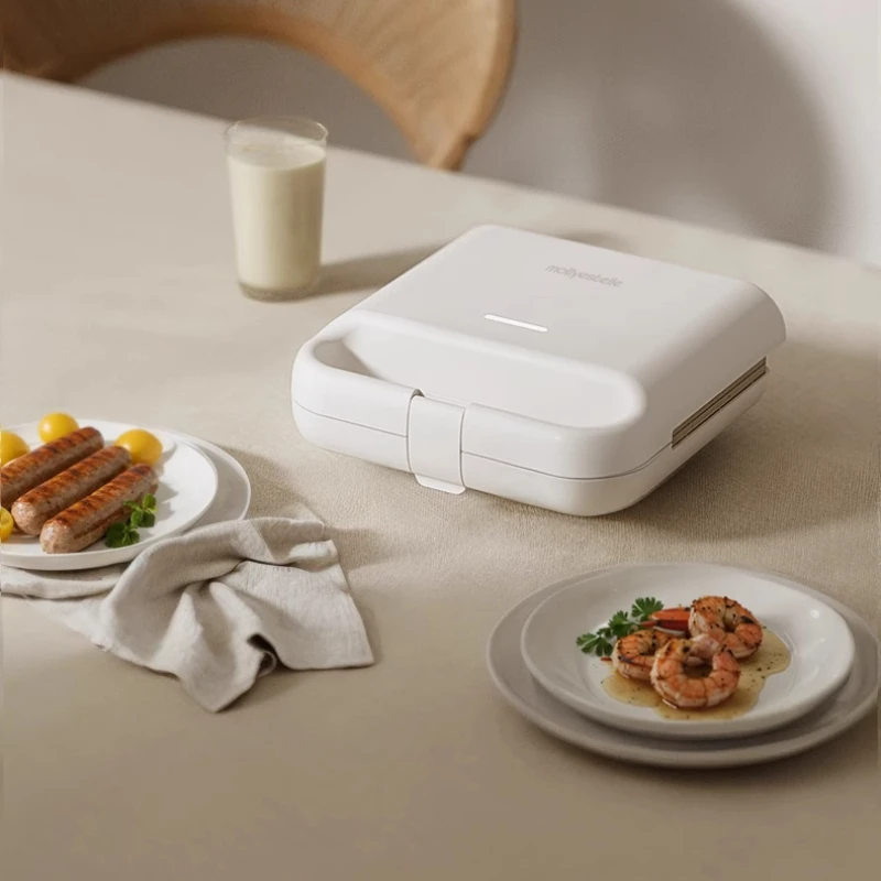 Double-Layer Sandwich Maker-3-in-1 Waffle Iron & Breakfast Grill Machine, Non-Stick Quick Cooking Snack Press