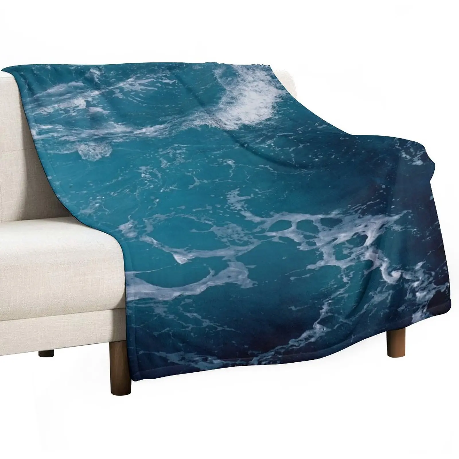 

blue ocean waves Throw Blanket Flannels Blanket Blanket For Decorative Sofa Fluffy Shaggy Blanket valentine gift ideas