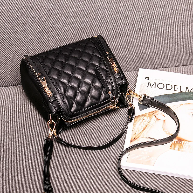 Female bag female new European and American fashion bucket handbag rhombus messenger shoulder bag trendy female bag