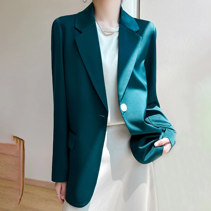 Spring And Autumn New Women's Fashion French Suit Solid Color Lapel