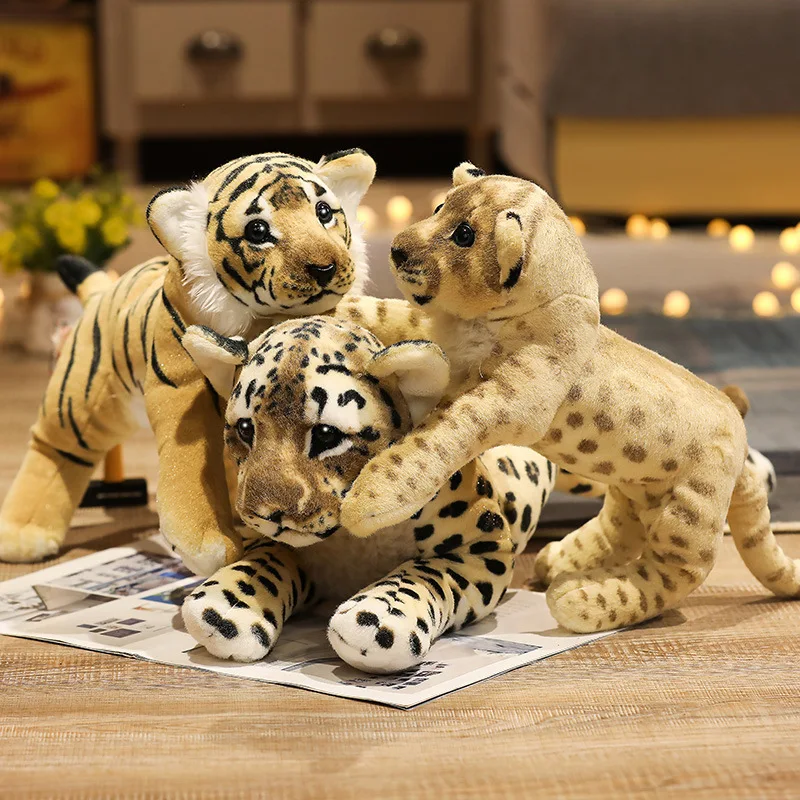 

Cute 39-58cm Simulation Lion Tiger Leopard Plush Toys Kawaii Stuffed Animal Doll Pillow Home Room Decor Kids Xmas Bithday Gifts