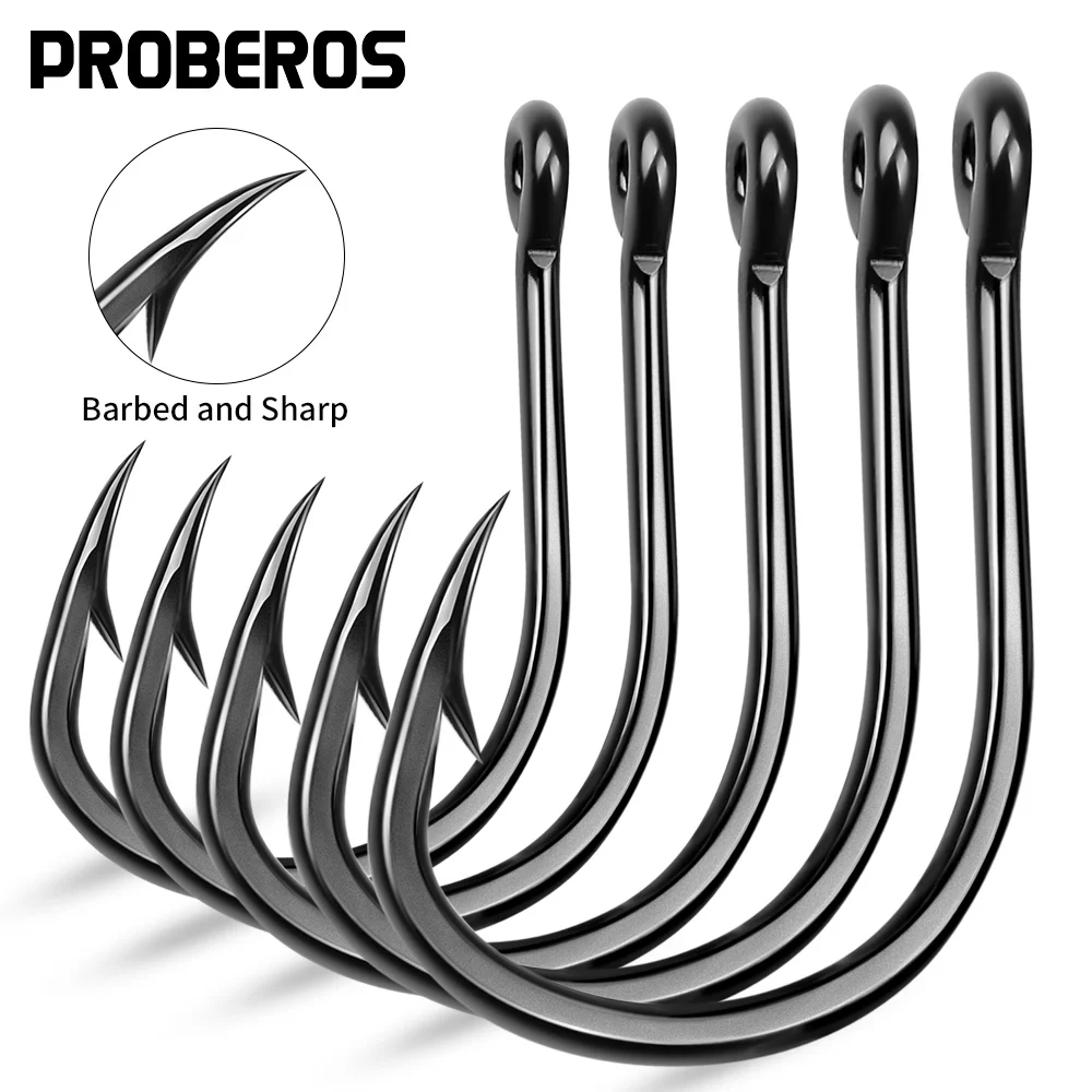 Hameçons mer haute résistance PROBEROS 10PCS acier carbone pour pêche gros poissons grande profondeur