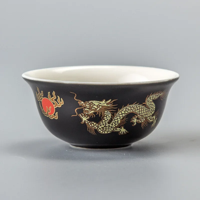 Chinese traditional Golden dragon tea cup 1pcs,ceramic teacup Puer cup set,ceramic kiln Top Grade Porcelain