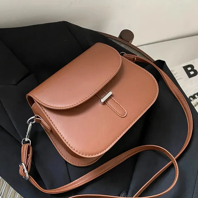 nuevo casual Bolsos bandolera unicolor cuero PU con solapa Bolsas de hombro  diseñador de mujeres Bolsos con Monederos