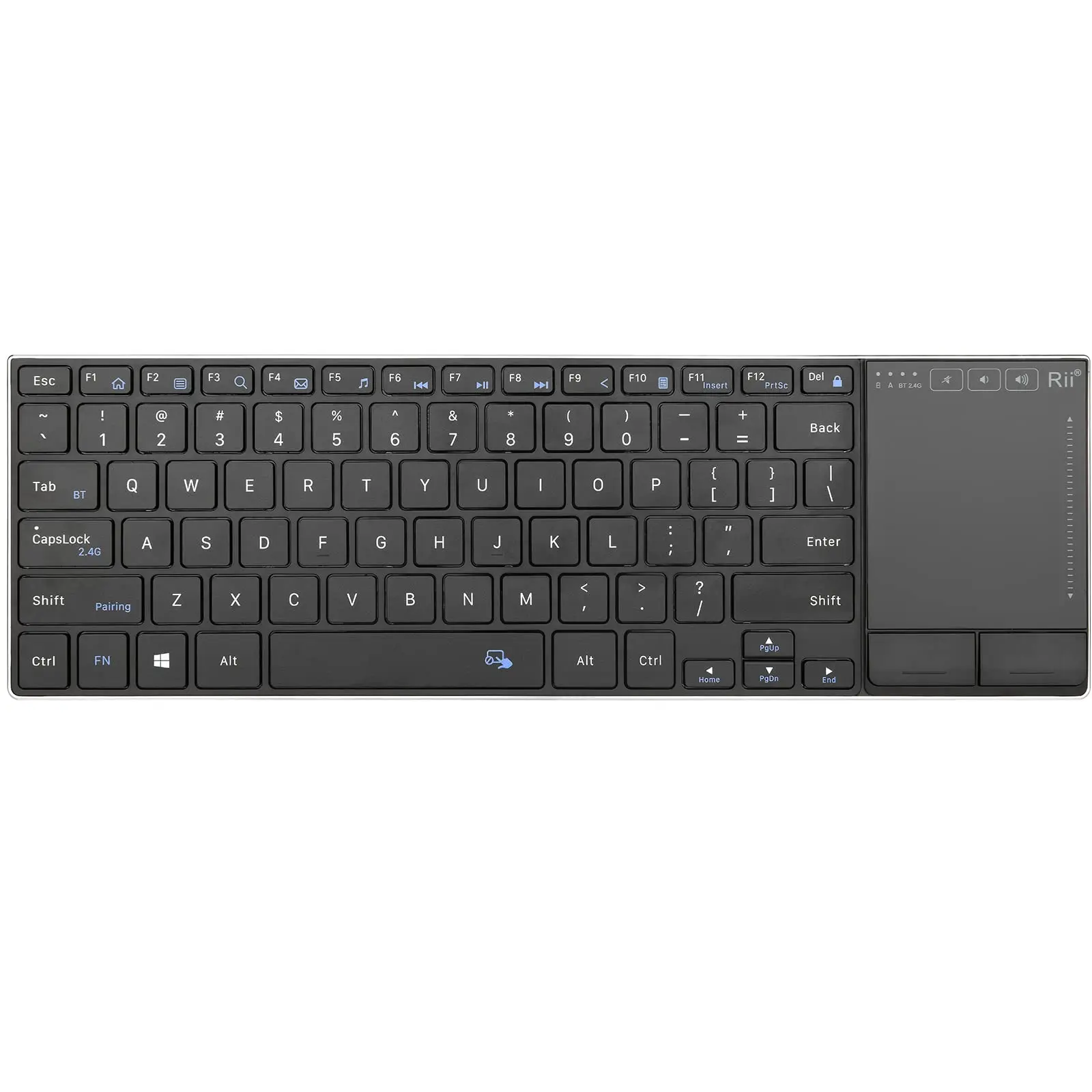 Rii-mini Teclado Recarregável sem Fio com Touchpad Multi-touch Bluetooth Compatível pc Mac Laptop Windows K22s - Imagem 2