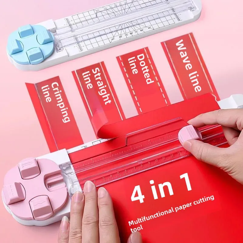 Four-in-One Paper Cutter Virtual Line Flower Edge Multi-Functional Cutting Machine Small Photo Album Letter Opener