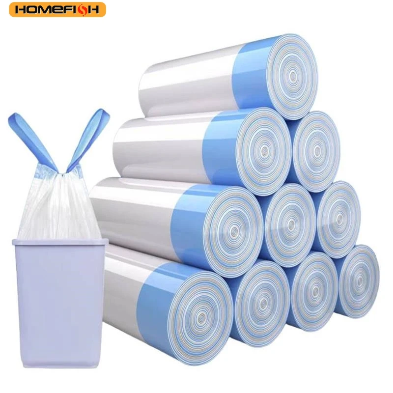 HOMEFISH Household Garbage Bag Drawstring Large Thickening Portable Pull Bag White Plastic Bag draw string bags drawstring bag 6