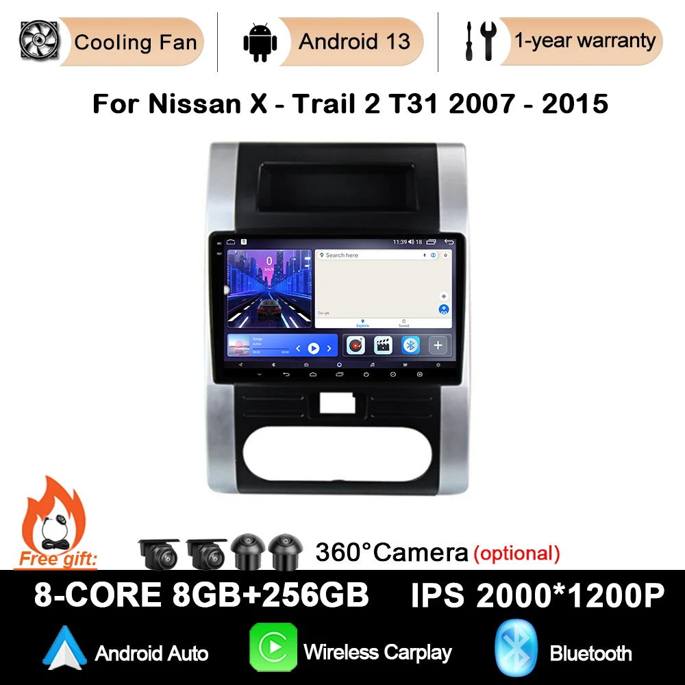 

Автомагнитола на Android 13 для Nissan X-Trail XTrail 2 T31 2007-2015, мультимедийный плеер с GPS-картой, 2 Din, для Carplay, стерео, DVD