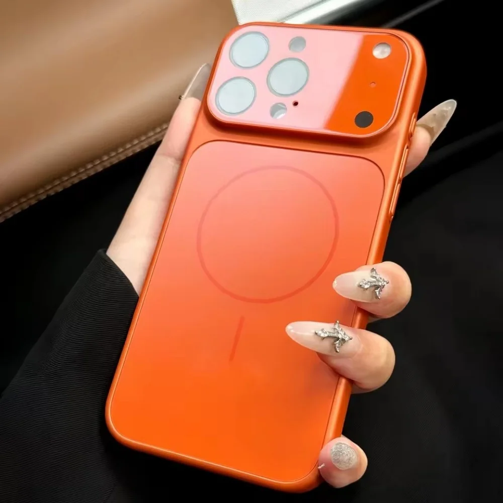 Cosmic Orange MagSafe Magnetic Glass Shockproof Hard Cover with Lens Protection
