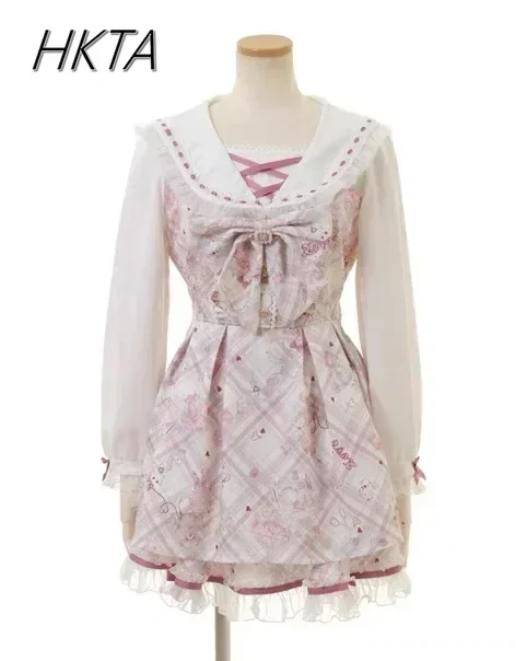 Lolita Dress Lolita Cosplay Costumes Dress Two Piece Sets Liz Dress Japanese Mine Dress Set Spring Autumn Sweet Bow Cartoon Long Sleeve Lolita Shirt Shorts Two-piece Set Women