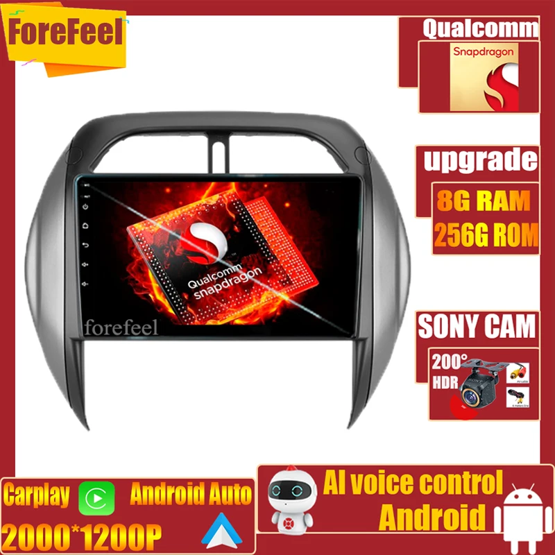 

Qualcomm Touch QLED Android For Toyota RAV4 2 CA20 CA20W XA20 2003 - 2005 Car Auto Video Player Stereo Bluetooth Radio WIFI BT