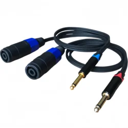Dual - Color Professional Audio Adapter Cables - Speakon Female to 6.35mm TS Male, 1M (1m)