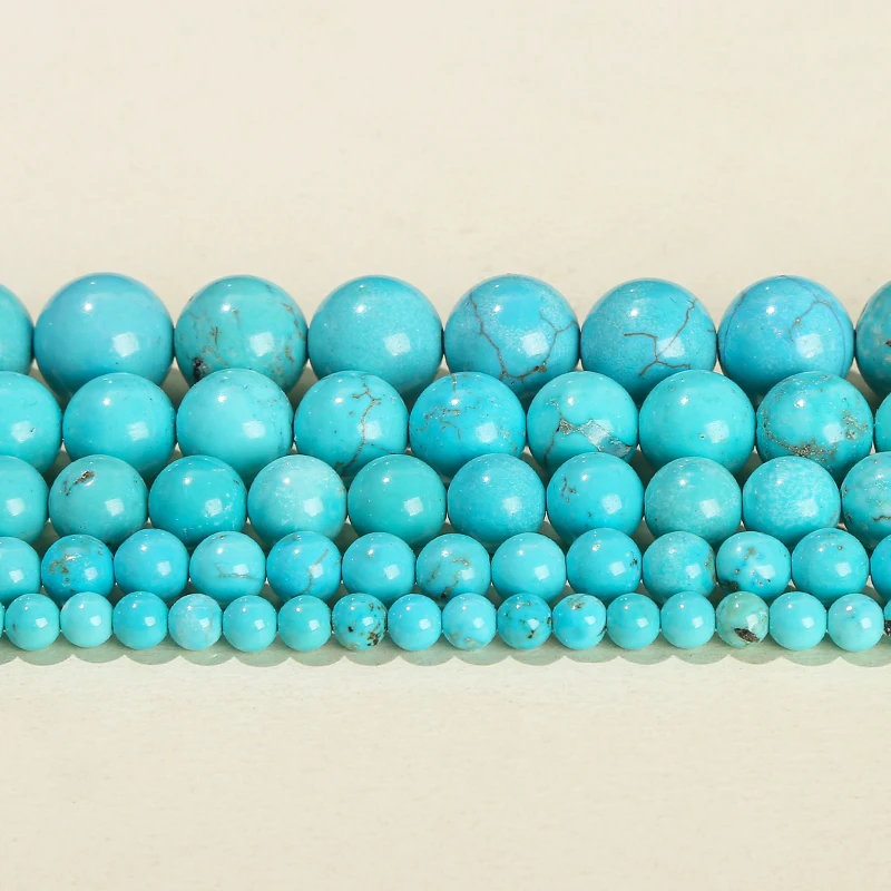 Natural Blue Turquoise Round Spacer Beads for Jewelry Making & DIY Crafts