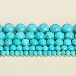 Natural Blue Turquoise Round Spacer Beads for Jewelry Making & DIY Crafts (Blue Turquoise)