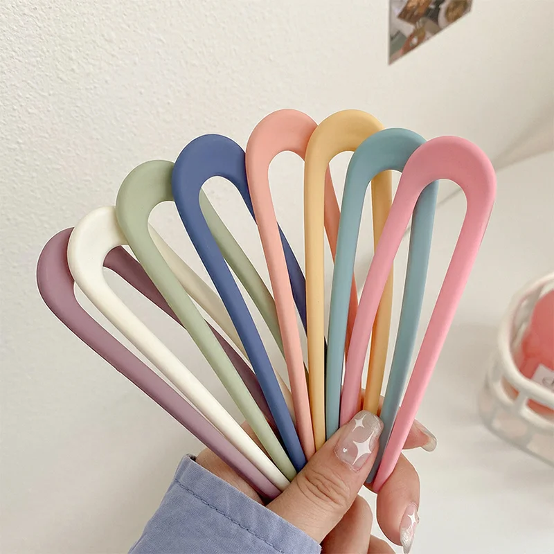 

Fashion Candy Color Hair Sticks Hair Clip Pins Minimalist U Shape Hairpins Hair Bun Maker Hair Accessories For Women Girls