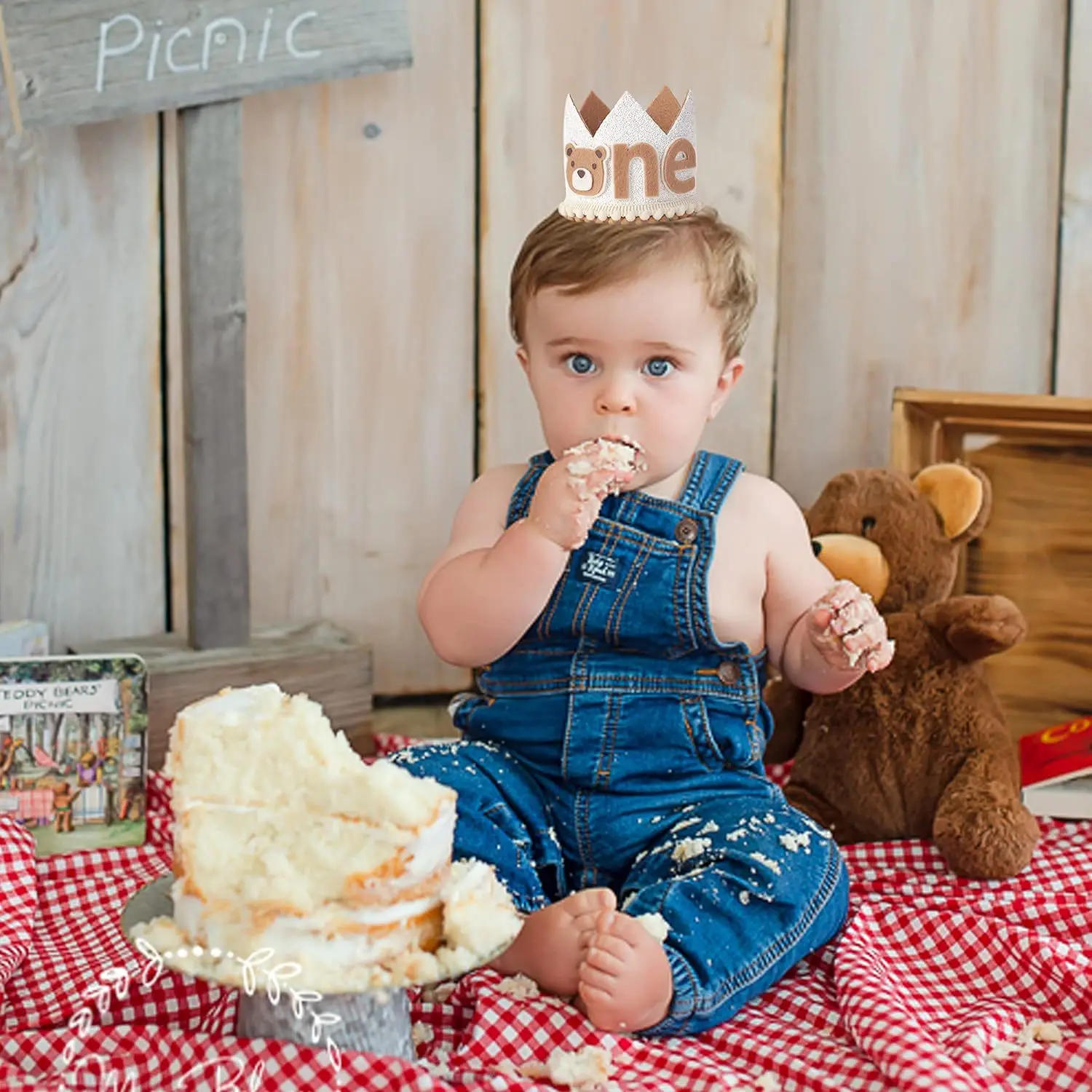 Birthday Crown Party Hat Birthday Party Decoration For Kids Bear Crown Glittering Powder