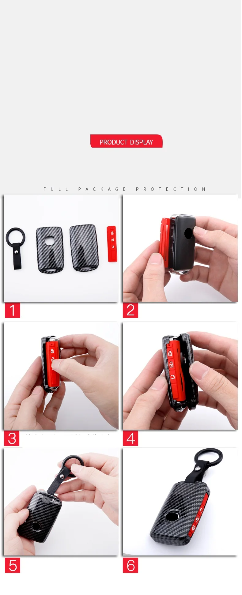 Custodia per chiave auto in fibra di carbonio Silicone per Mazda 3 Alexa CX-30 CX30 CX5 CX 5 CX-5 CX8 CX9 CX4 2019 2020 accessori portachiavi - S0ba397b3c9c247238b50dd23d67ddc6dD