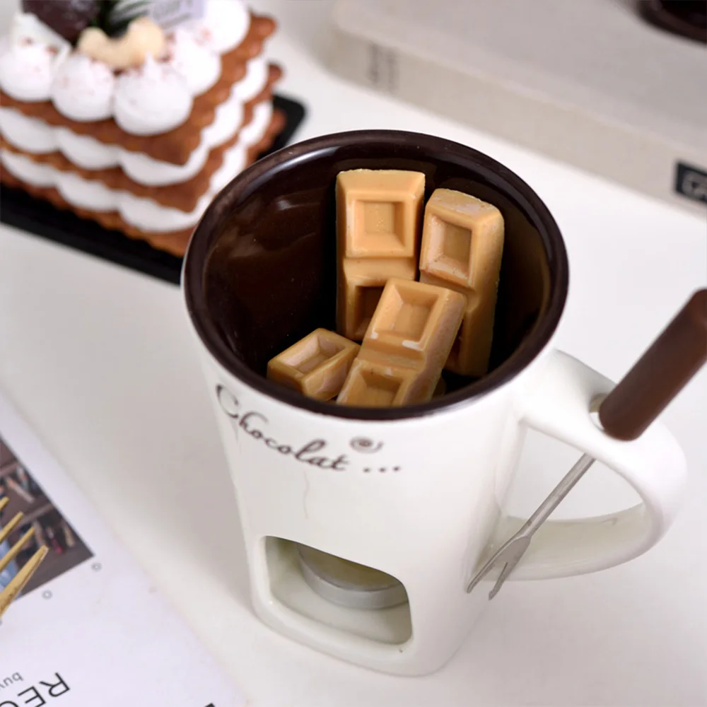Description Picture 4 of itemFondue Mug Set Personal Mini Fondue Pots Chocolate Cheese Ice Cream Fondue Maker Kit Individual Butter Melter Cup Small Warmer