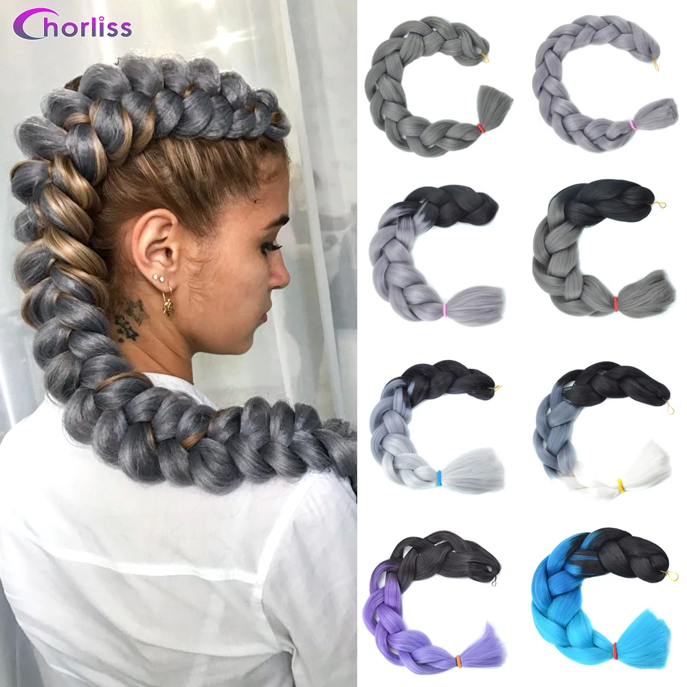 

32" Jumbo Braids Synthetic Braiding Hair Ombre Yaki Prestretched DIY Box Braids For Women Colored Braids 165g Hair Extension