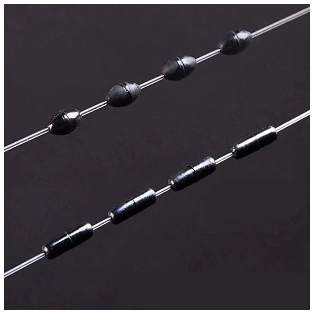 Fishing Bobber Stopper 60Pcs/10Groups 6 in 1 Black Rubber Beads Stopper Fishing Float Beans Space Float Sinker Stops Accessories