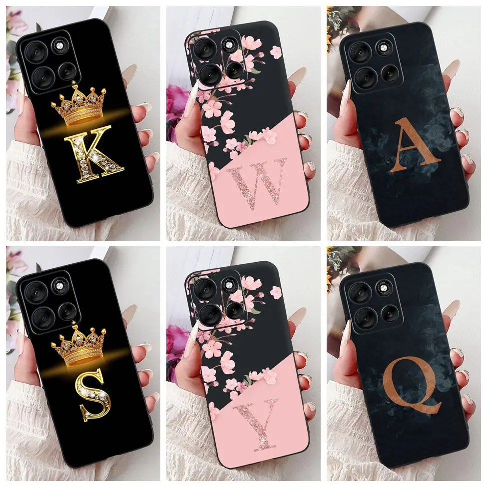 Luxury Silicone Flower & Crown Shockproof Bumper Case - A-Z Letters Design