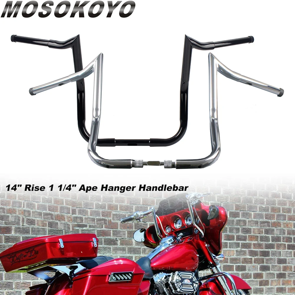 Per Harley Touring Dressers Baggri Flht Flht Manubrio 1 1/4 "Ape Hanger Manubrio Rise 12'' 14 ''16'' Batwing Carenatura Bar