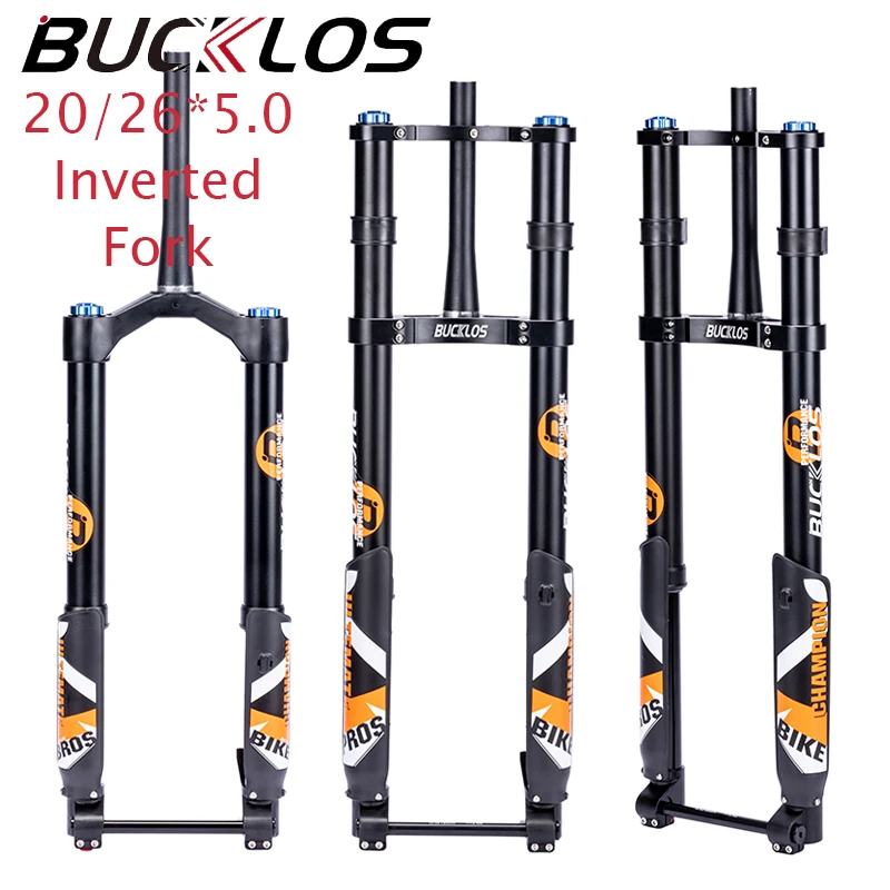 

BUCKLOS 20*5.0 26*5.0 Fat Bike Fork 15*150mm Thru Axle Downhill Fork Tapered Tube Air Suspension DH AM XC MTB Fork Inverted Fork