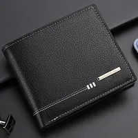 New Men's Wallet Credit Card Holder Zipper Coin Purse High-Quality Lychee Pattern Business Short Wallet For Men 2