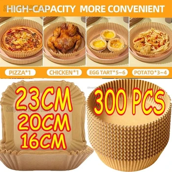 Cooking Paper Air Fryer Disposable Paper Square Round Baking Barbecue Plate NonStick Mat Kitchen Oven Oil Absorbing Paper Tool