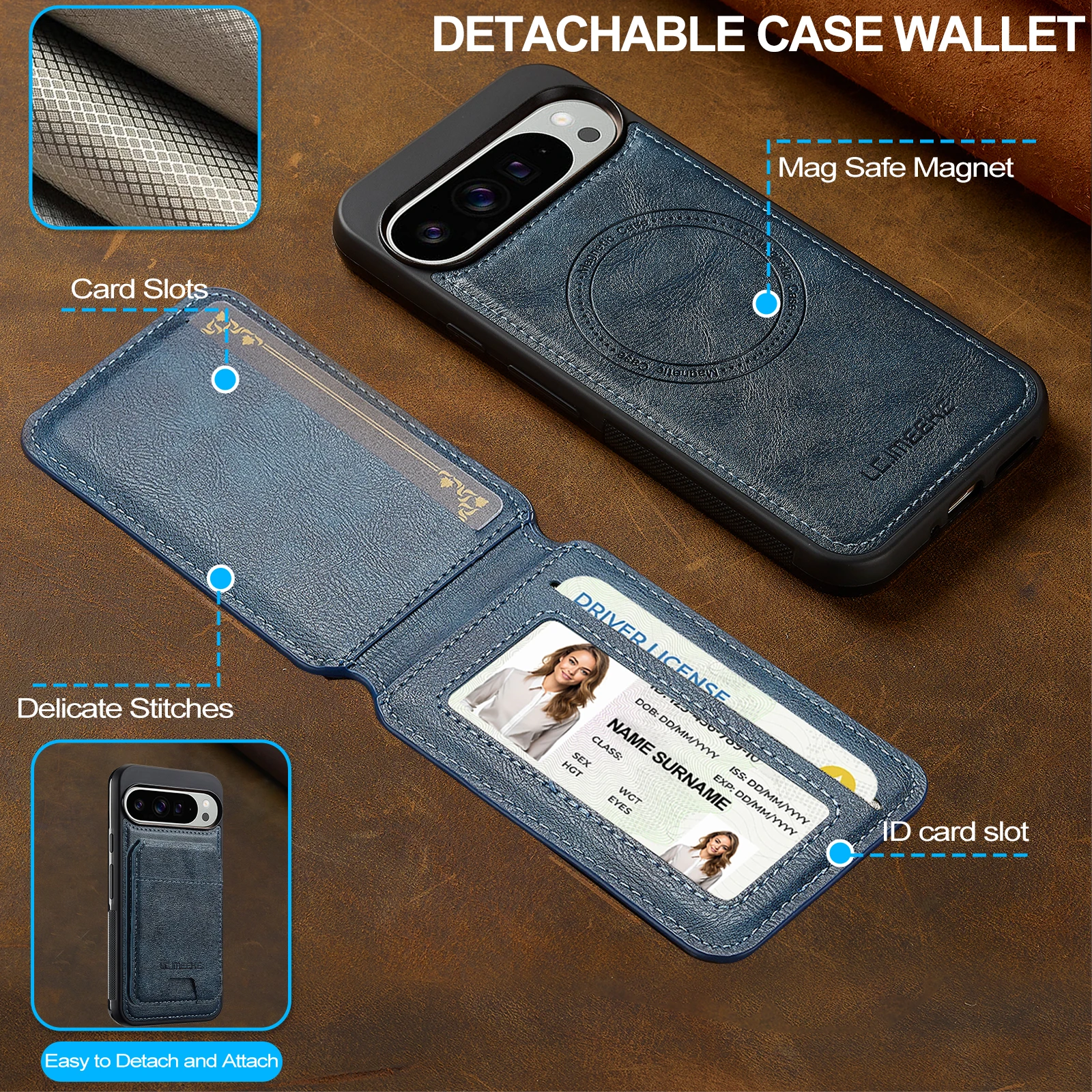 Premium Magnetic Leather Flip Phone Case with Card Holder