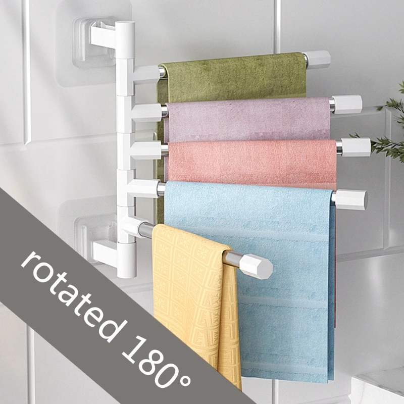 Wall Mounted Towel Bar Swivel Towel Rack Stainless Steel Towel Hanger 180° Rotation Space Saving Towel Rack for DropShip