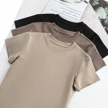 2025 Women's T-shirt Short Sleeve O-neck Cotton Loose Shirts for Women Korean Harajuku Streetwear Casual Spring Summer Top Tees 1