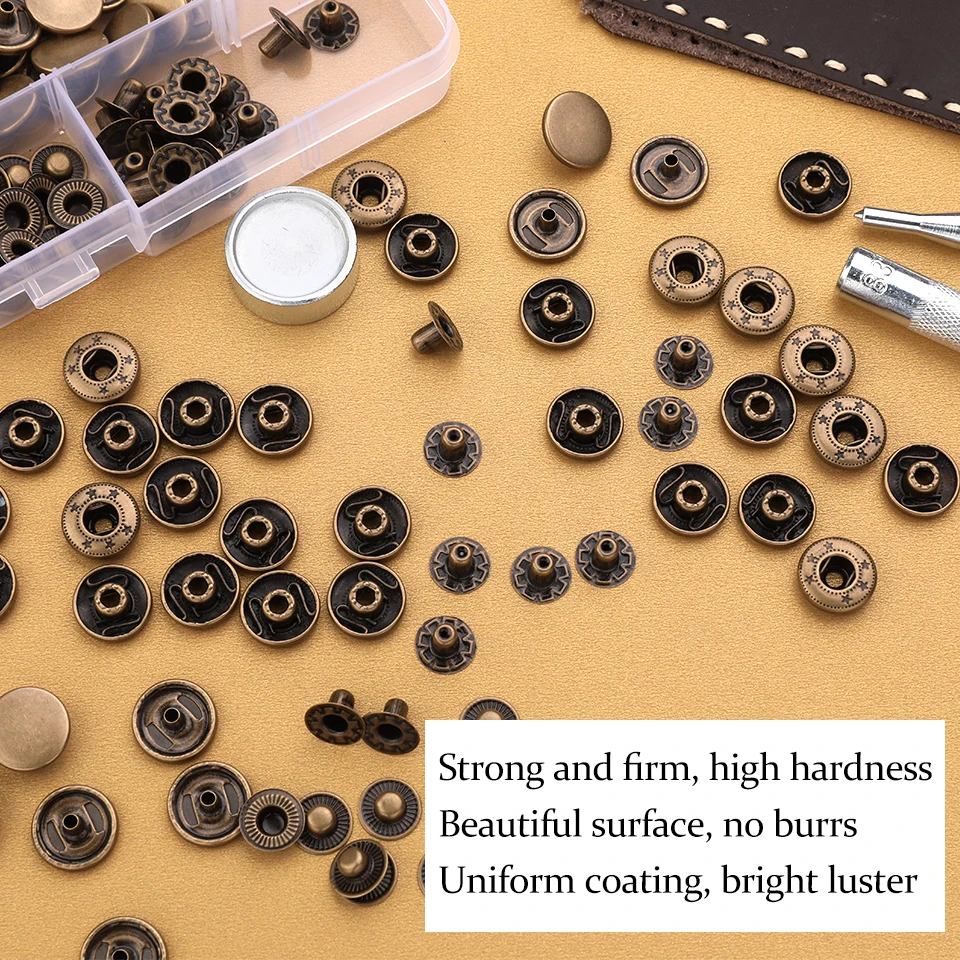 Leather Tools Leather Craft Tool Kit Leather Craft Tools Leather Craft Tool Snap Buttons Tools KRABALL Leather Snap Button Kit Professional Snap Fasteners Metal Press Studs With Installation Tools For Leather Craft Working