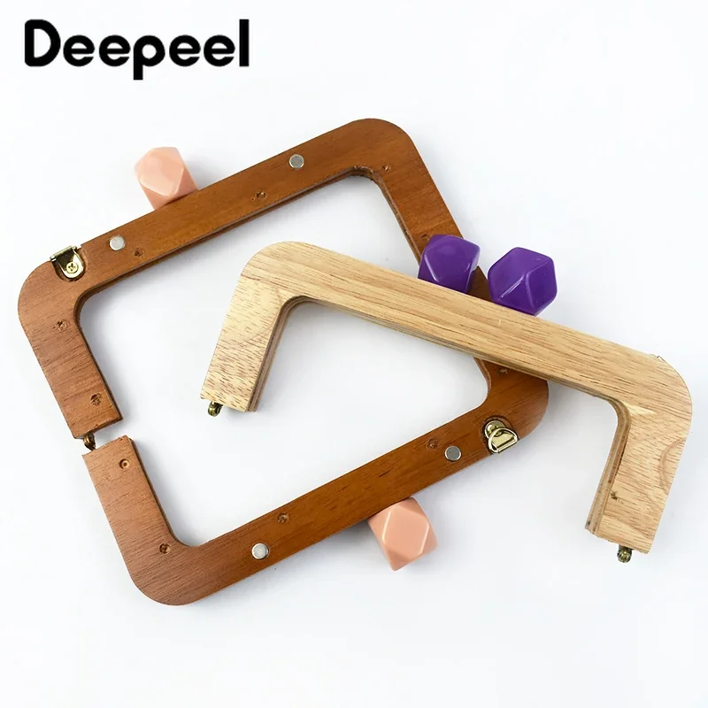 1Pc Deepeel 20*8cm Wooden Handle Resin Head for Bag Handbag Closure Brackets Buckle Kiss Clasp Purse Frames DIY Bags Accessories