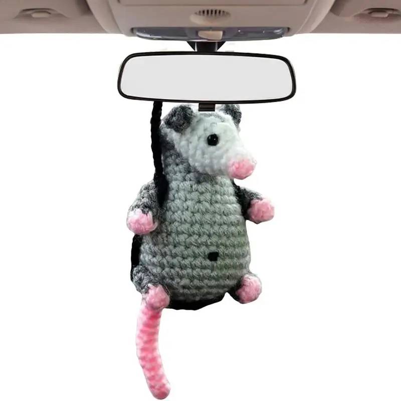 Cute Opossum Car Charm Rearview Mirror Decor Charm Animal Opossum Car Hanging Decoration Car Widgets Rearview Mirror Accessories