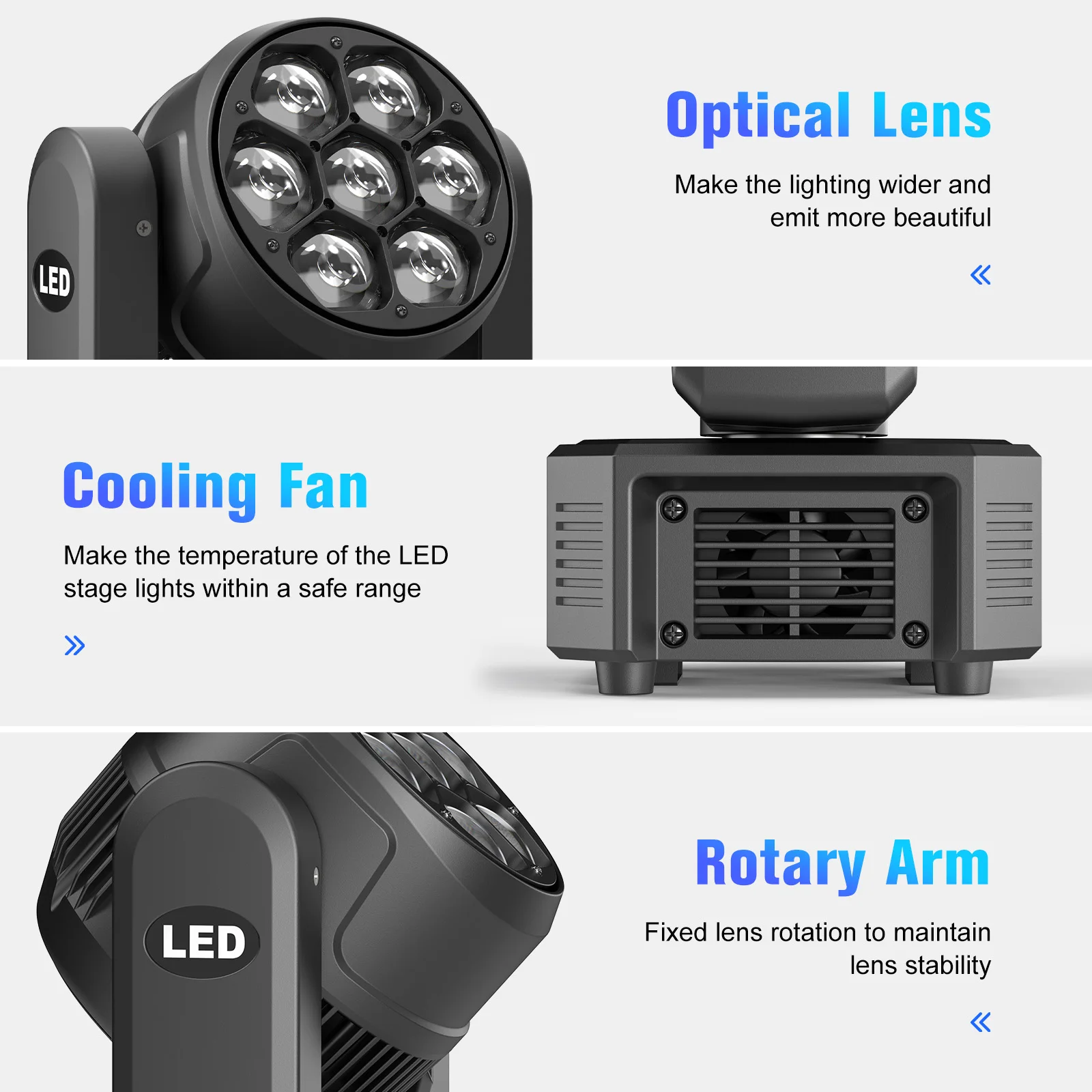 Disco Light LED Stage Light Moving Beam Light 2Pcs 300W Bee Eye Moving Head Light 7X25W RGBW LED Wash Beam Zoom Stage Lights DMX DJ Light For KTV Bar wedding Party