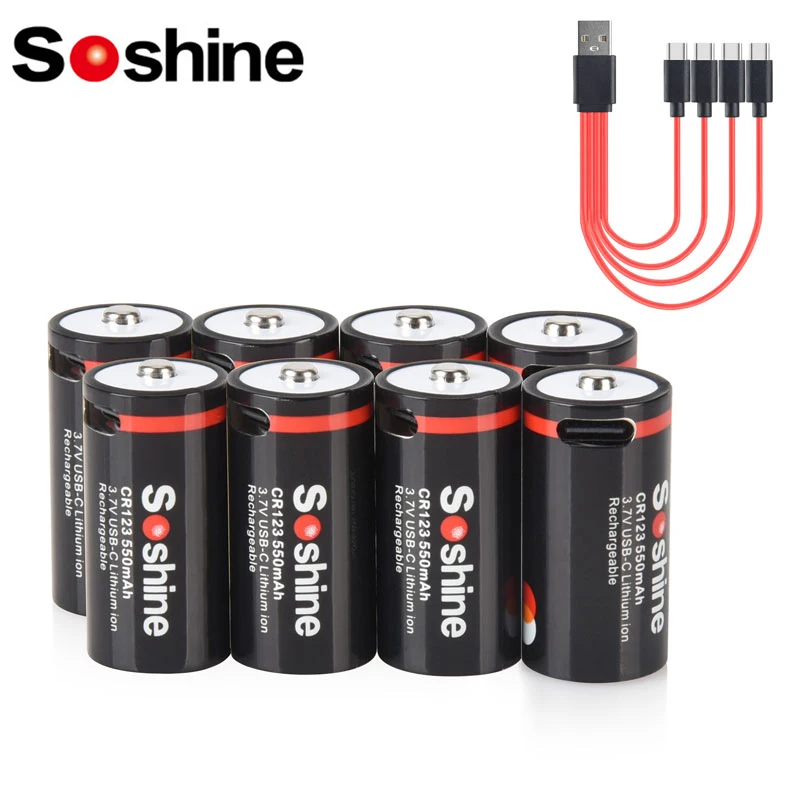 

Soshine 16340 16350 550mah Rechargeable Battery 3.7V CR123 RCR123 Lithium Battery 100% Original Batteries for Camera Flashlight